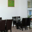 Restaurant dining area with natural light