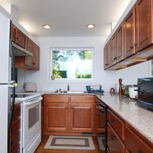 View of the kitchen with window over sink.