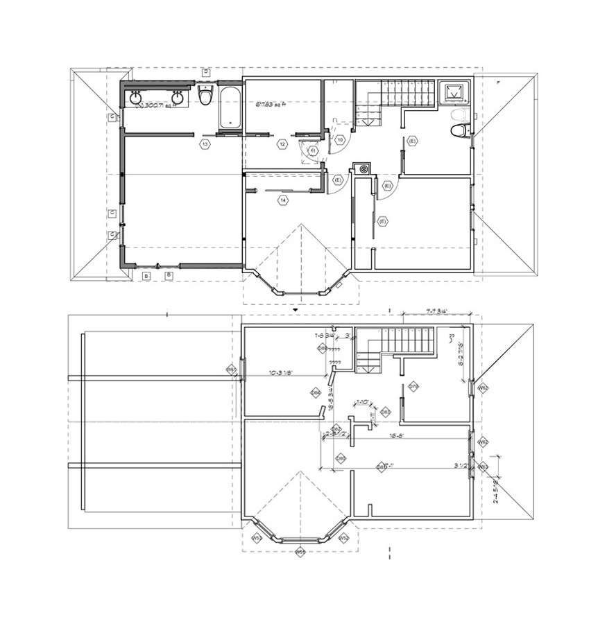 Before and After Upper Floor Plans