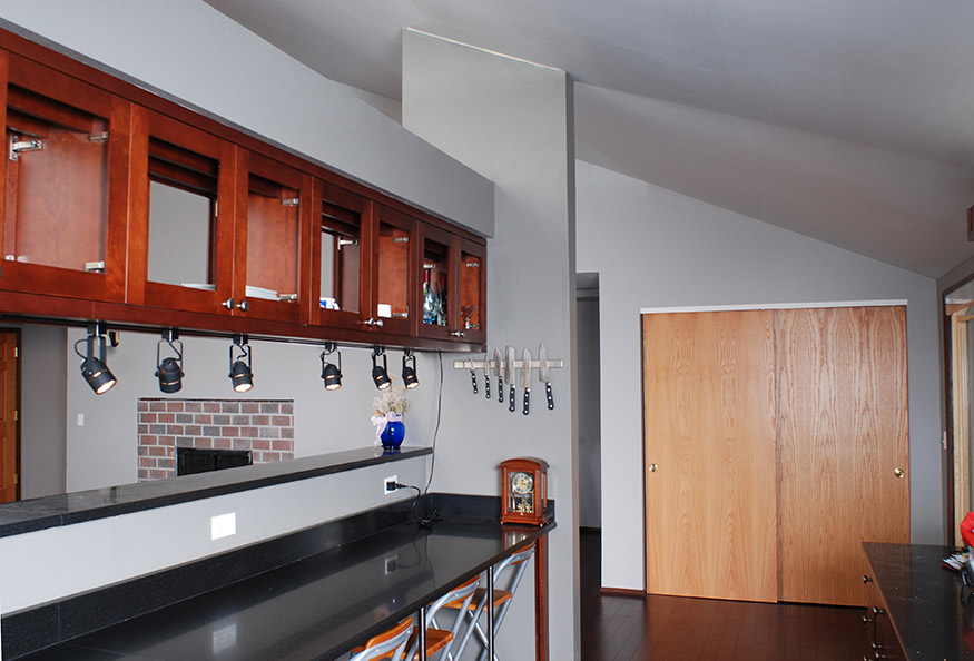 View from the kitchen into the open plan living/dining area