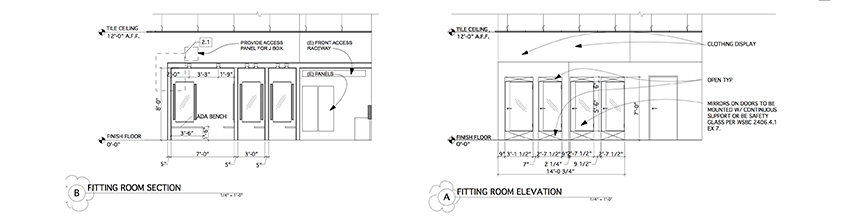 Mall clothing store elevations