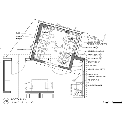 Enlarged espresso stand plan