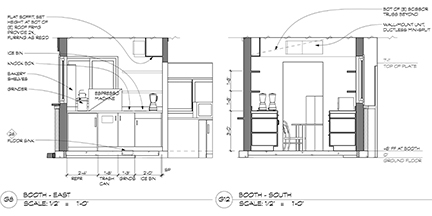 Espresso booth interior elevations