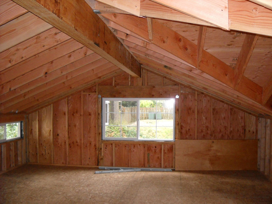 There is a loft over the new garage.