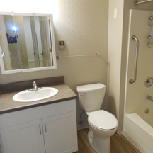 rehabbed apartment bathroom